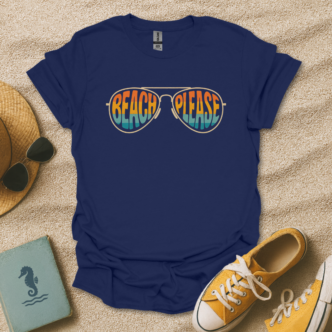 Beach Please Retro Glasses T-Shirt