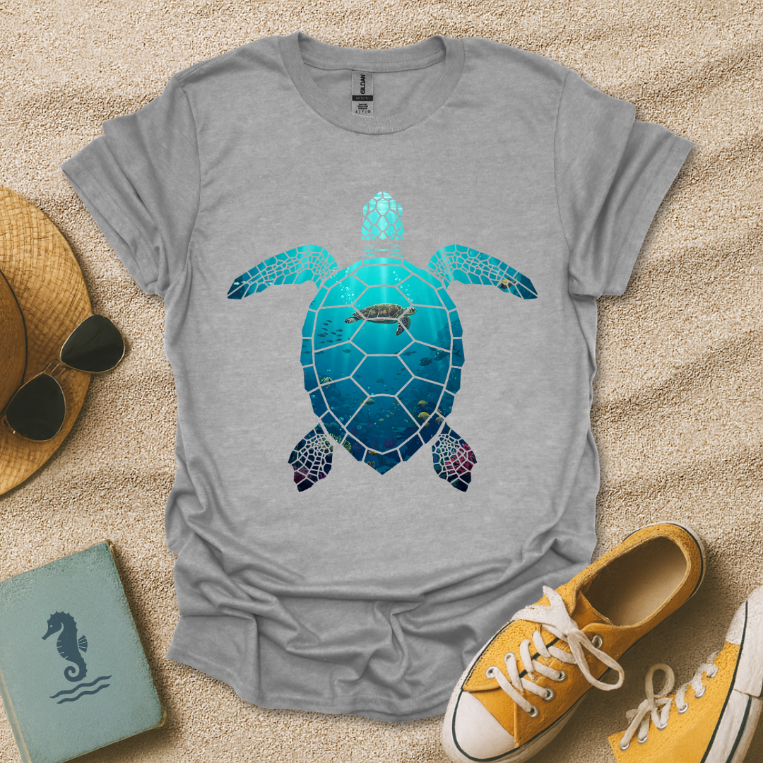 Underwater Turtle Silhouette T-Shirt