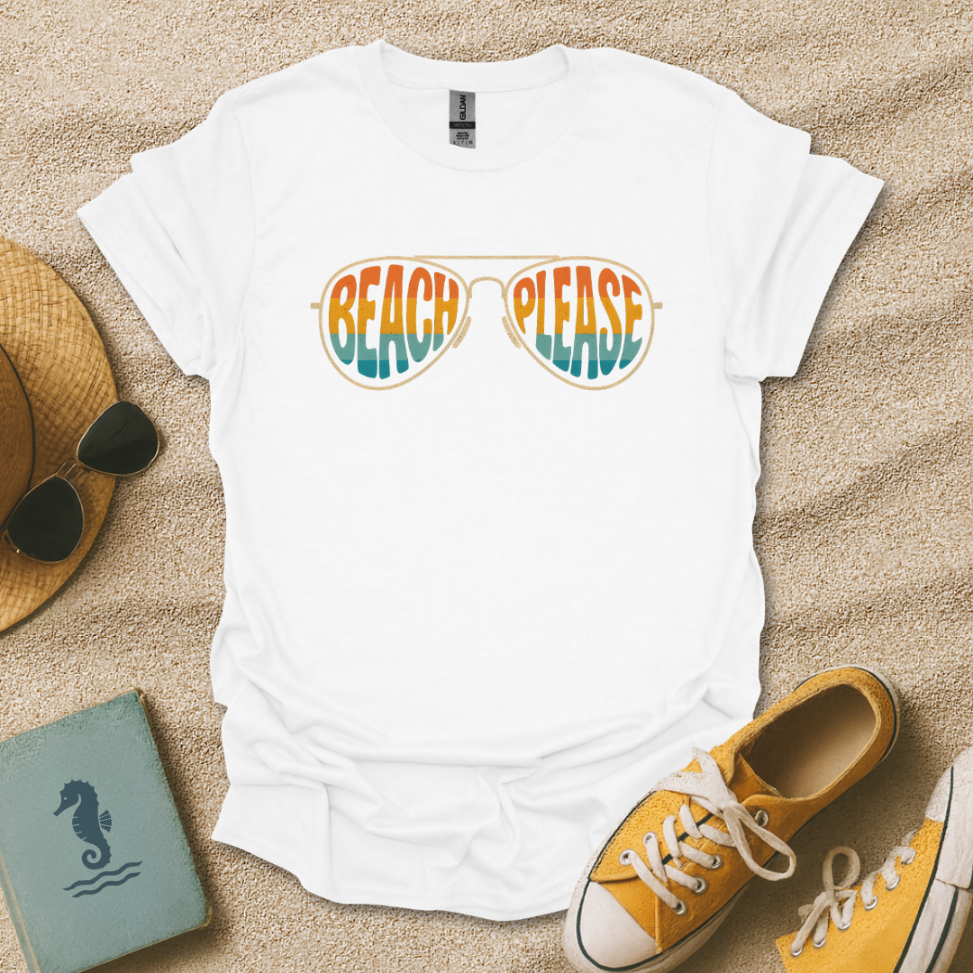 Beach Please Retro Glasses T-Shirt