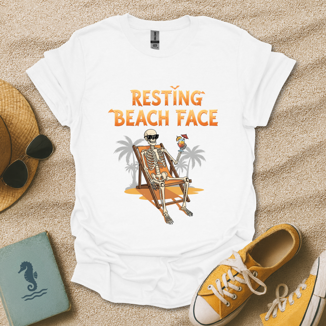 Resting Beach Face Skeleton T-Shirt