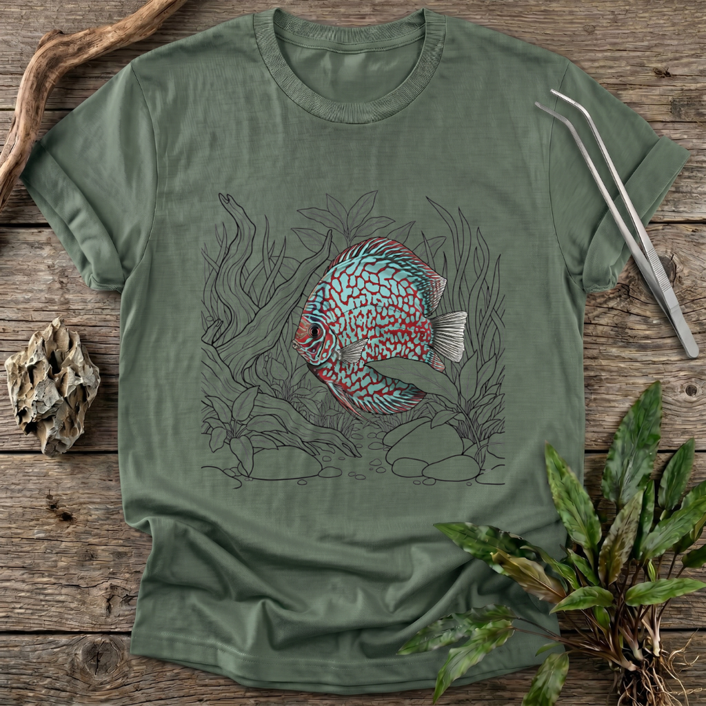 Red Checkerboard Turquoise Discus T-Shirt