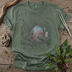 Red Checkerboard Turquoise Discus T-Shirt