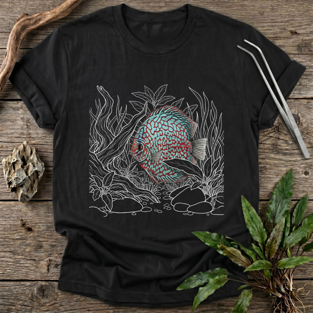 Red Checkerboard Turquoise Discus T-Shirt