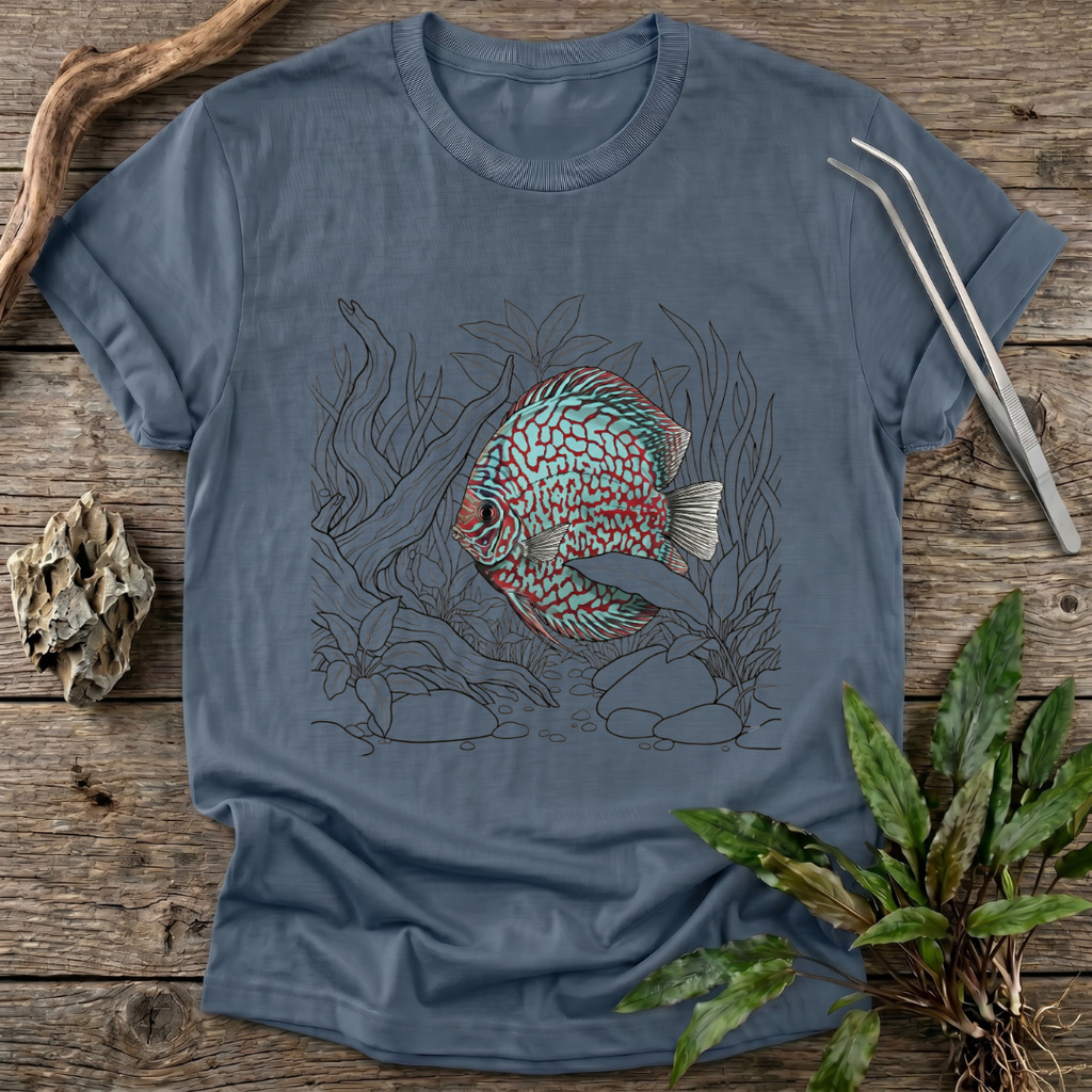 Red Checkerboard Turquoise Discus T-Shirt