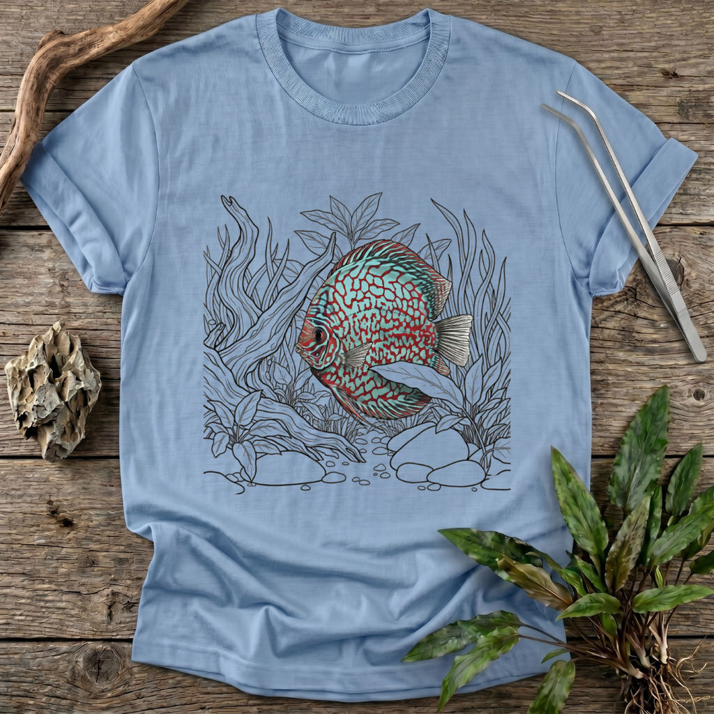 Red Checkerboard Turquoise Discus T-Shirt
