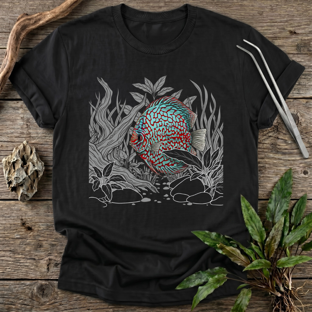 Red Checkerboard Turquoise Discus T-Shirt