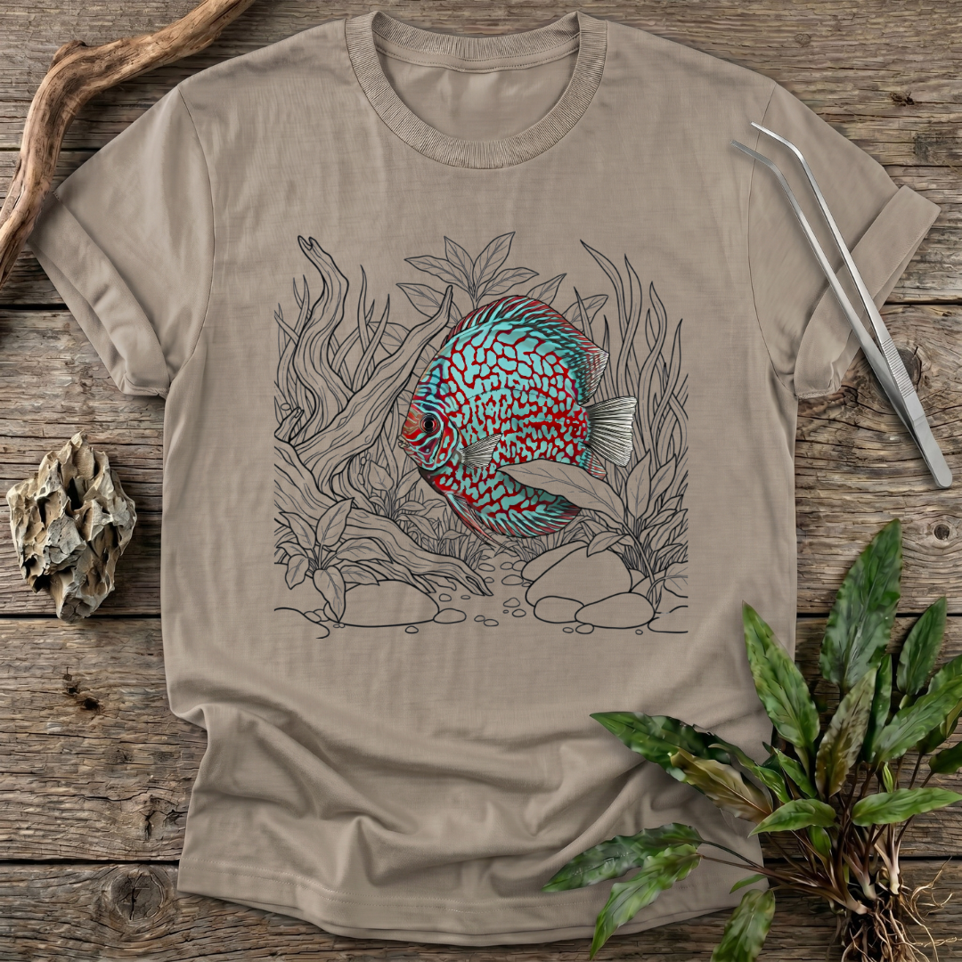 Red Checkerboard Turquoise Discus T-Shirt