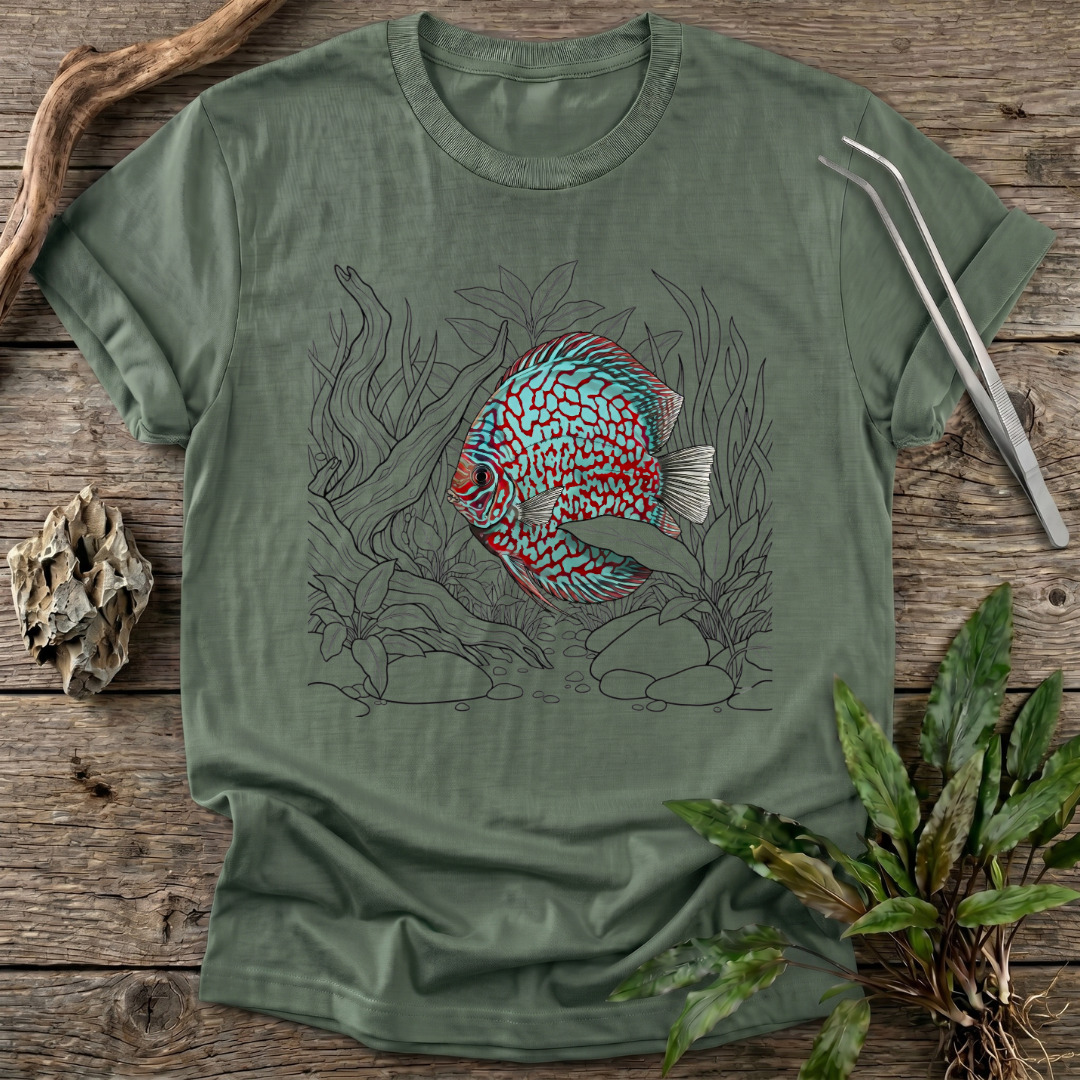 Red Checkerboard Turquoise Discus T-Shirt