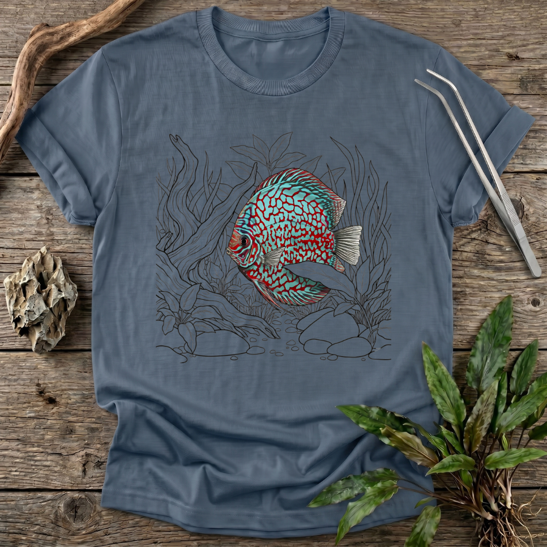 Red Checkerboard Turquoise Discus T-Shirt