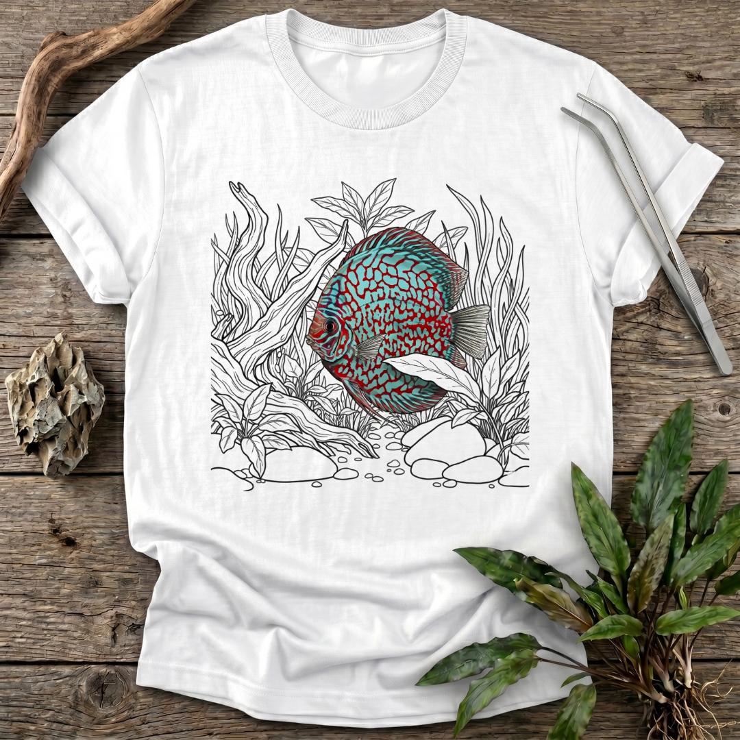 Red Checkerboard Turquoise Discus T-Shirt