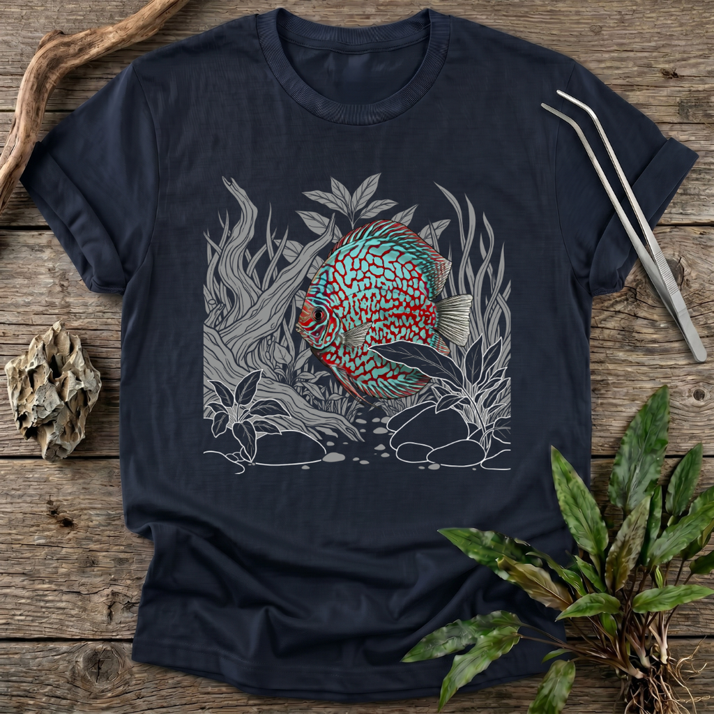 Red Checkerboard Turquoise Discus T-Shirt