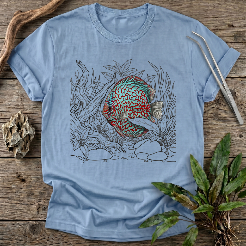 Red Checkerboard Turquoise Discus T-Shirt