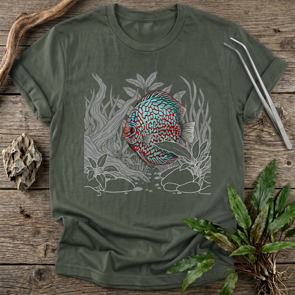 Red Checkerboard Turquoise Discus T-Shirt