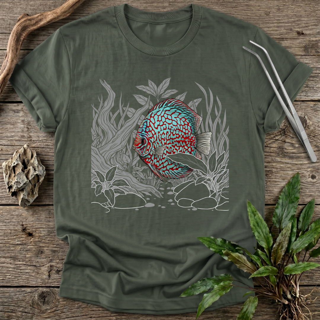 Red Checkerboard Turquoise Discus T-Shirt