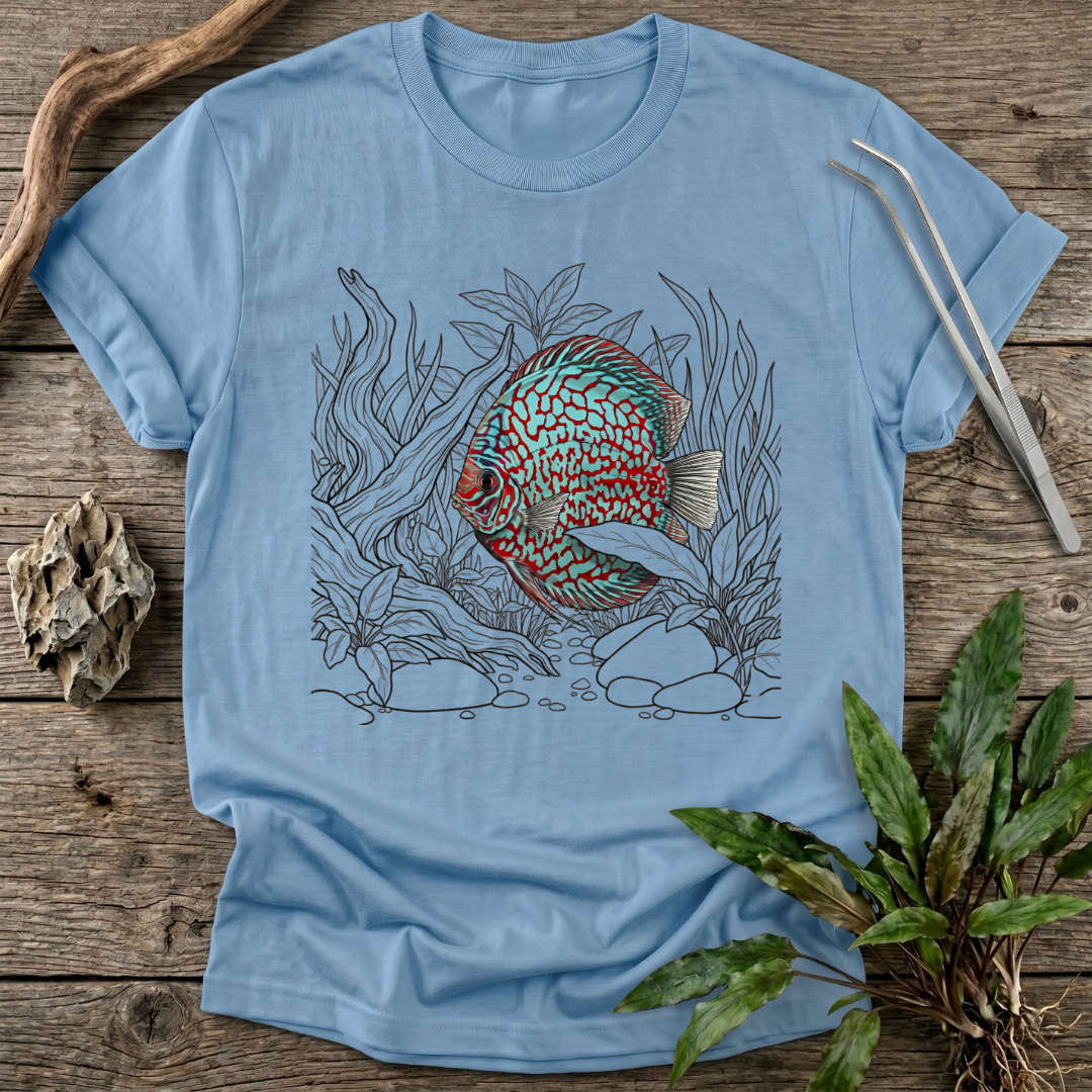 Red Checkerboard Turquoise Discus T-Shirt