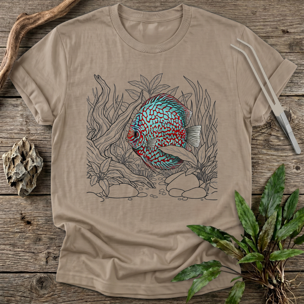 Red Checkerboard Turquoise Discus T-Shirt