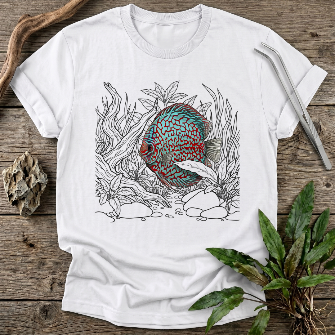 Red Checkerboard Turquoise Discus T-Shirt