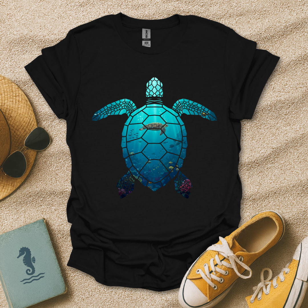 Underwater Turtle Silhouette T-Shirt