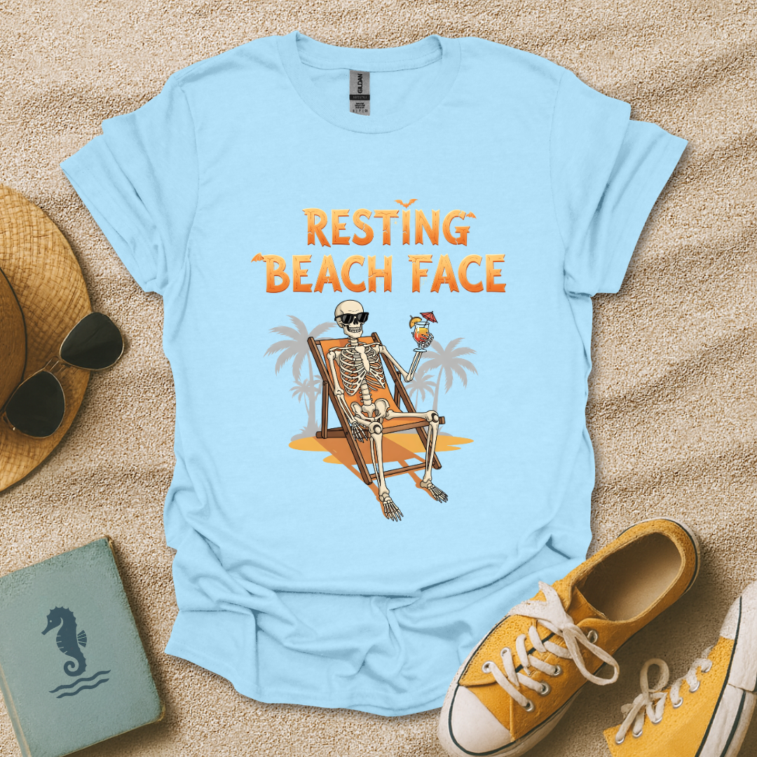 Resting Beach Face Skeleton T-Shirt