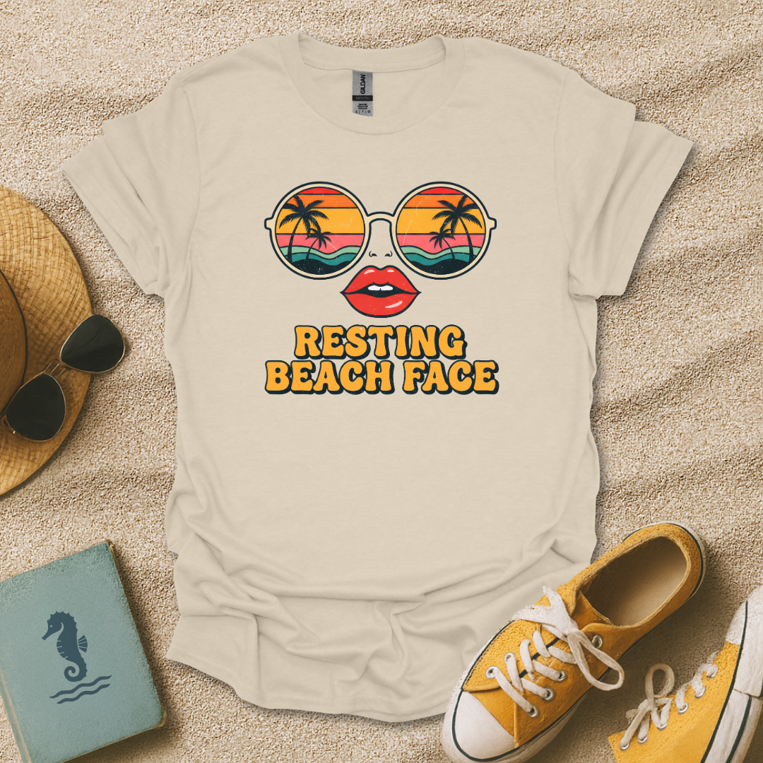 Resting Beach Face Retro T-Shirt