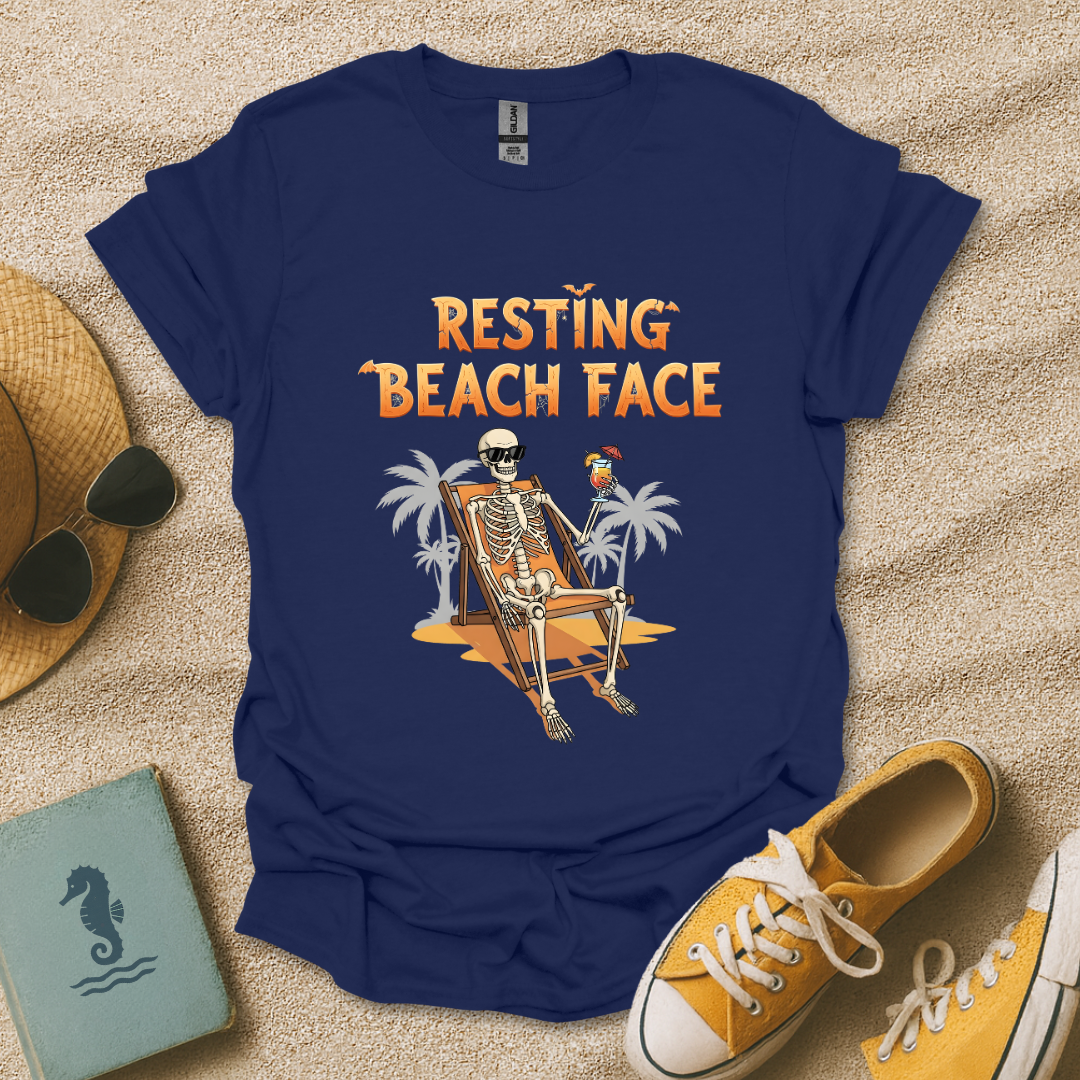 Resting Beach Face Skeleton T-Shirt