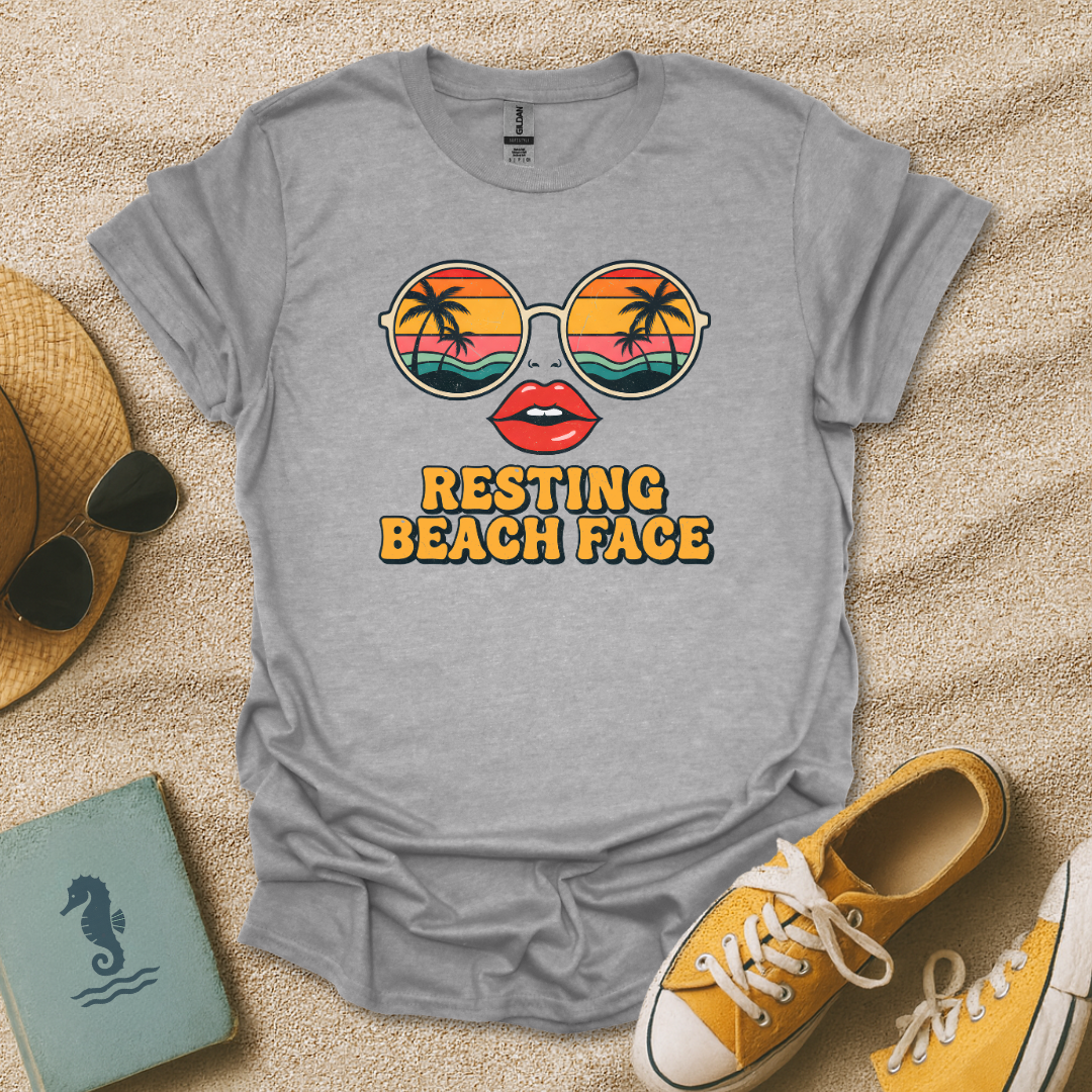 Resting Beach Face Retro T-Shirt